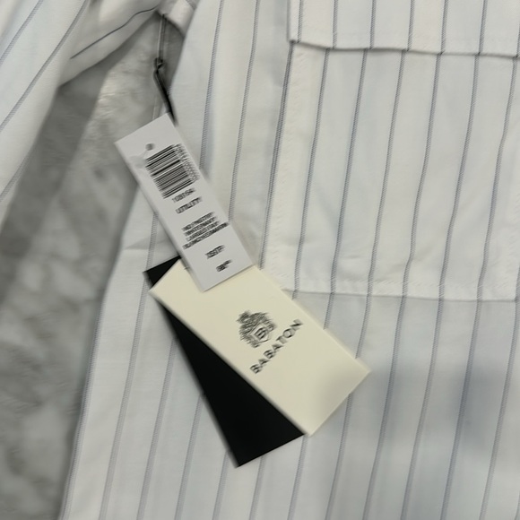 NWT Babaton Utility Blouse White/Navy Pinstriped - Picture 4 of 7